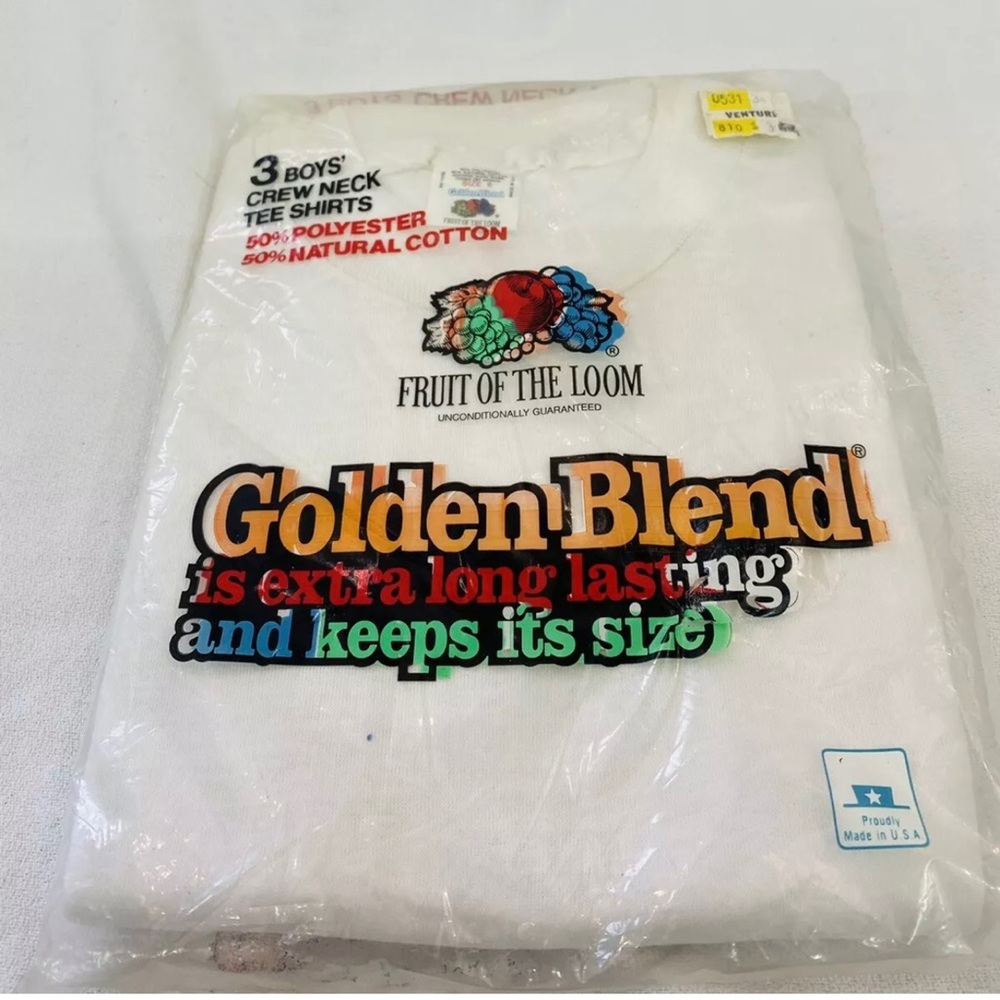 New 1984 Vintage Fruit of the Loom Boy’s Crew Neck Tee Shirts boys size 6 3pk.